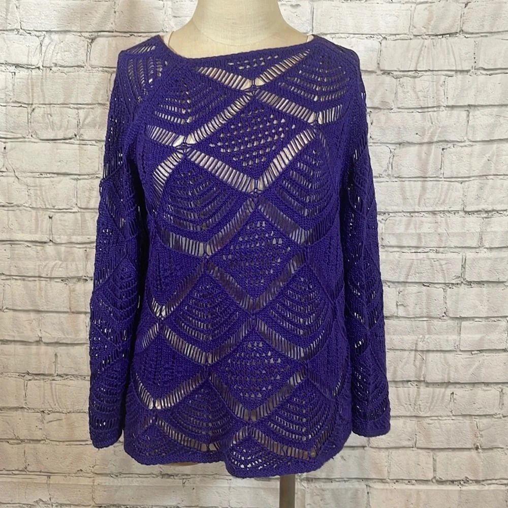 Women’s Chico’s sheer purple sweater 0 (size small)